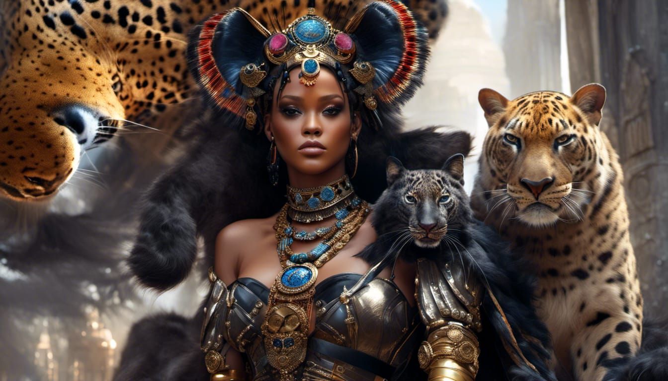 Hyperrealistic Anthro Panther Portrait in Fantasy Style