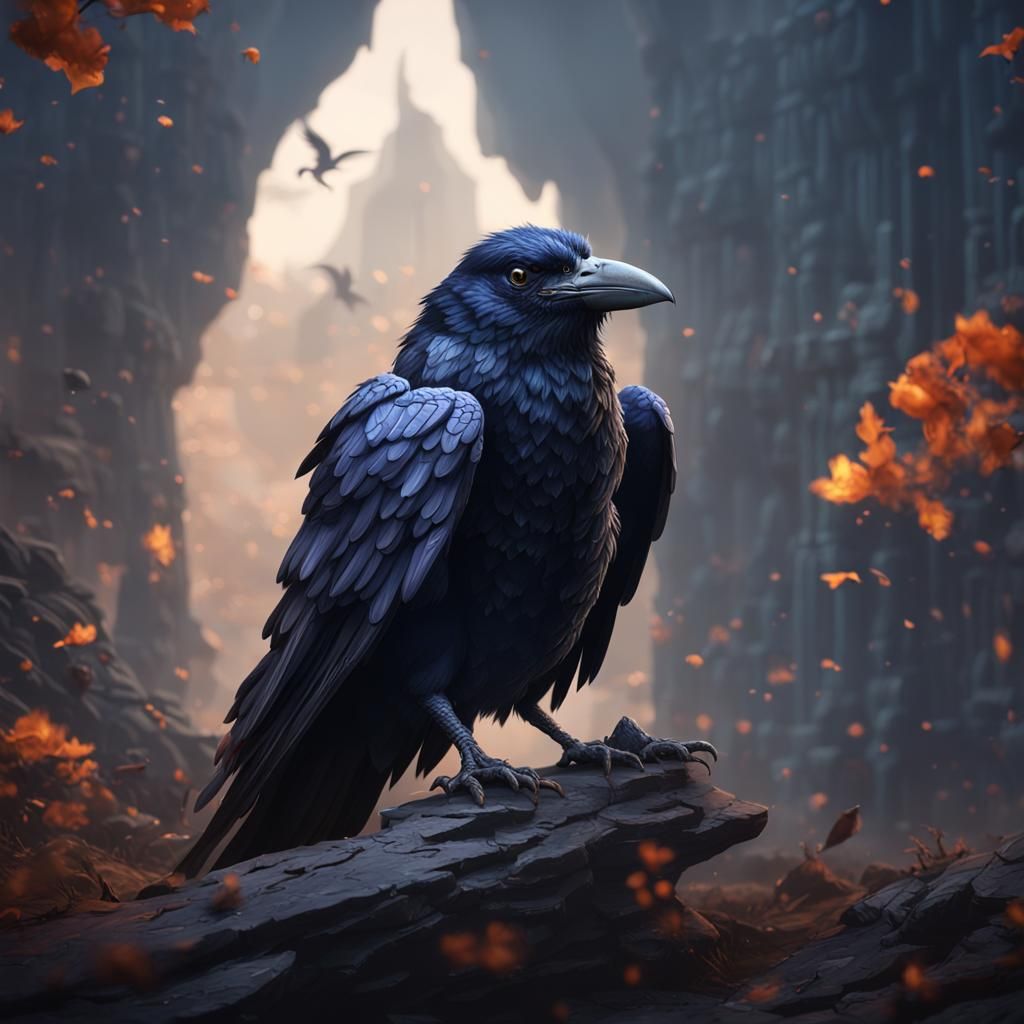 Introverted Raven Fighter in Detailed Matte Painting