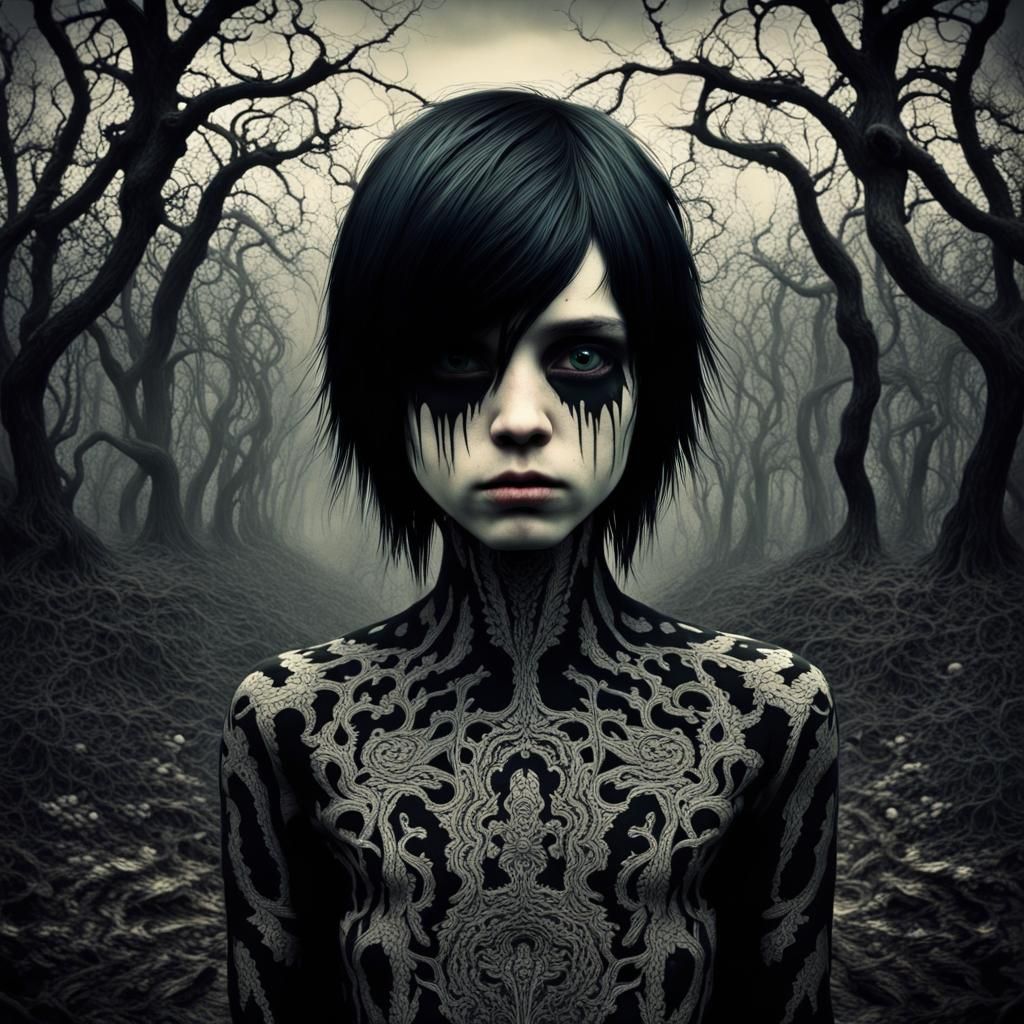 Sinister Emo Nightmare in Hyperrealistic Style