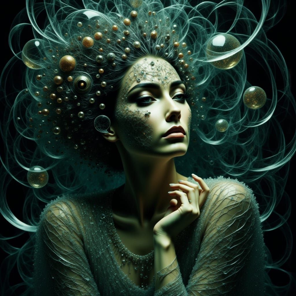 Eerie Woman in Thought: A Cyberpunk Psychological Thriller