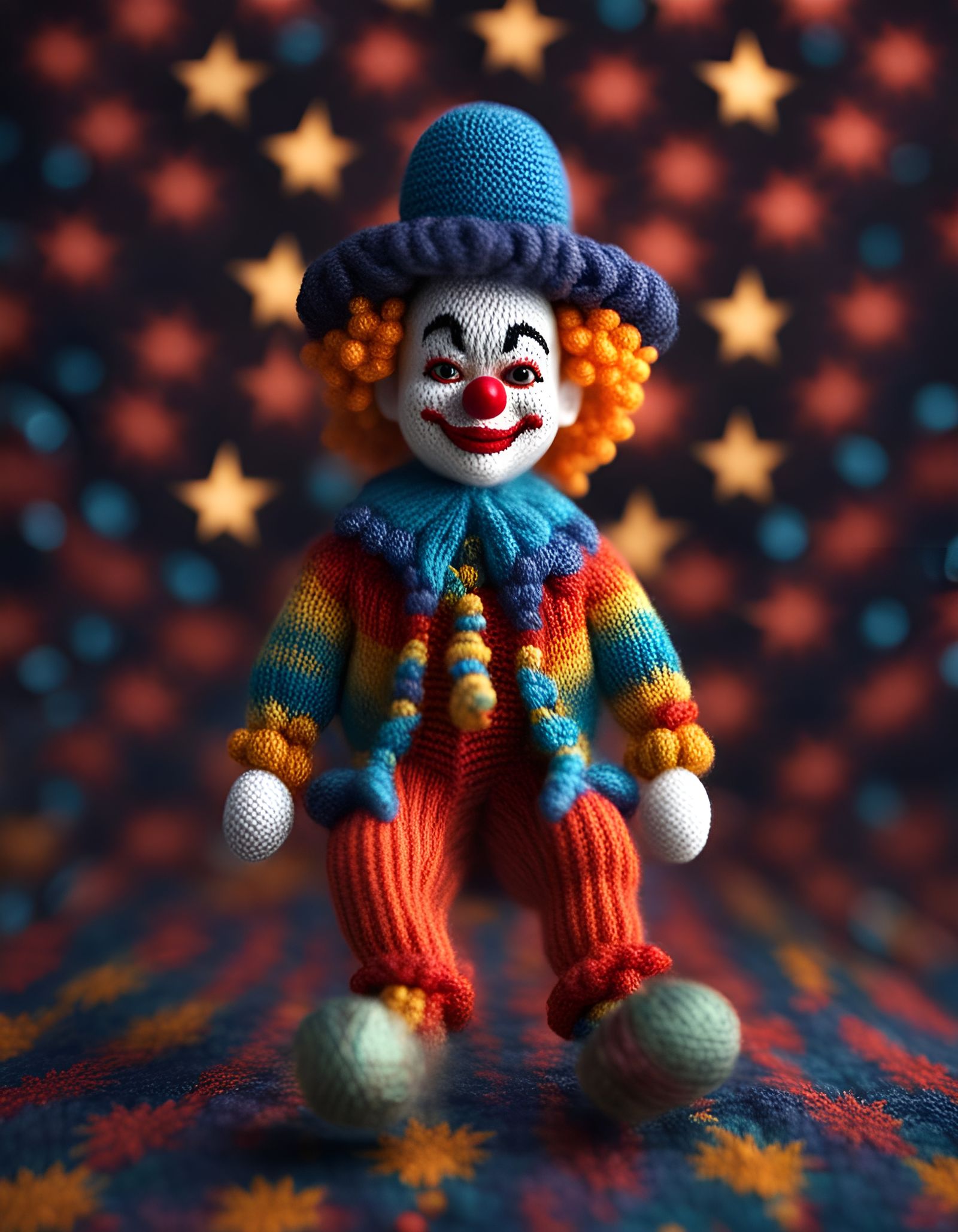 Mexican Clown Gliding Among Stars in 8K