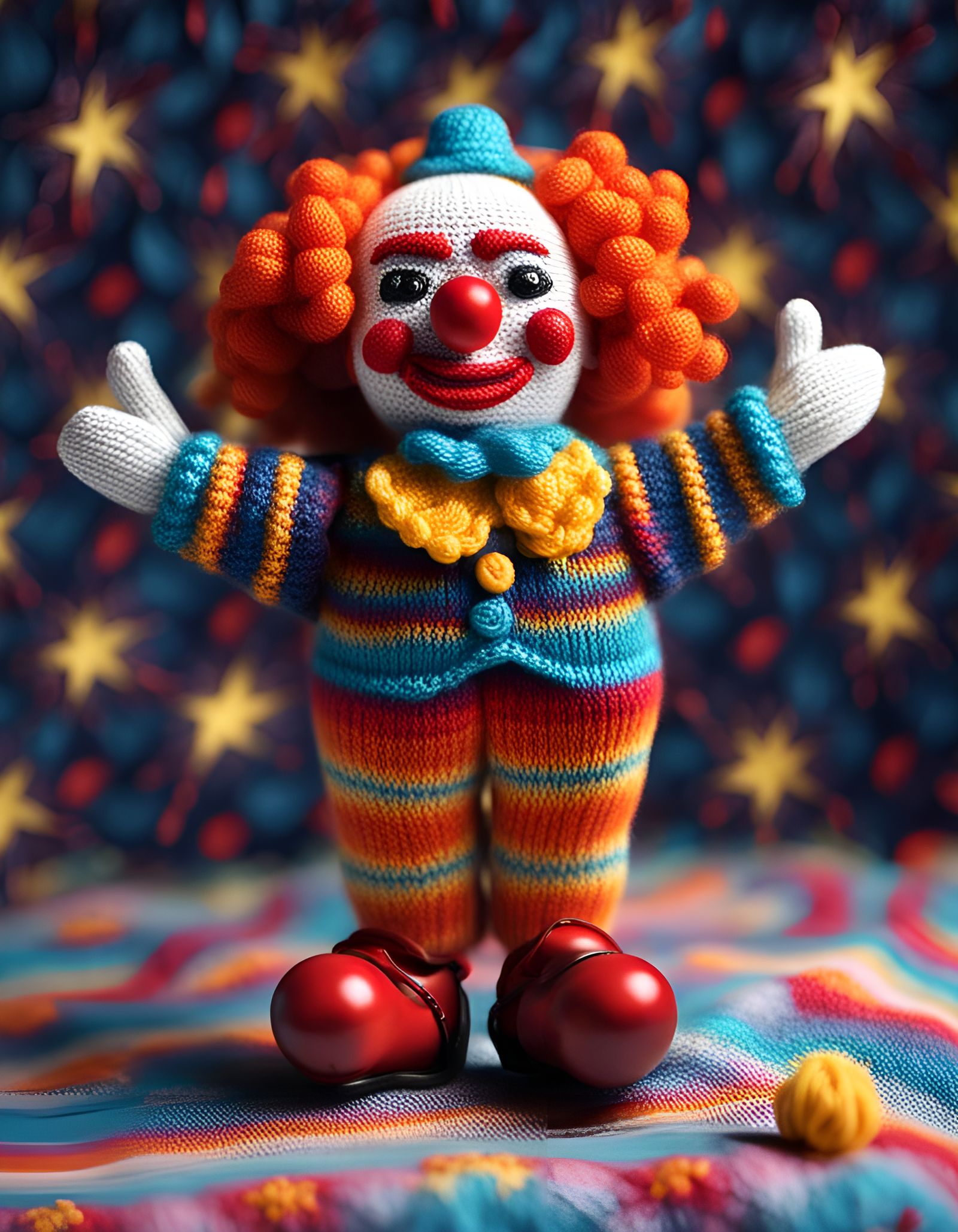 Mexican Clown Gliding Among Stars Knitting Pattern