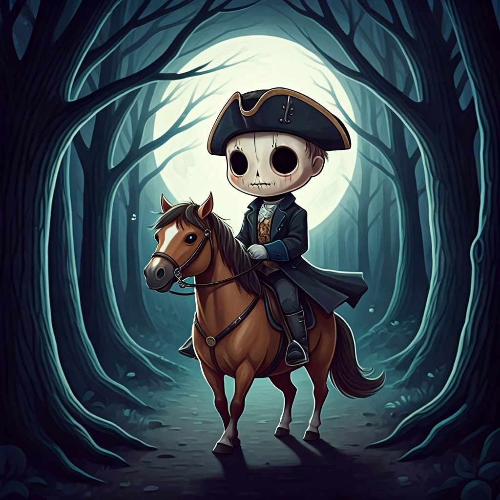 Chibi Headless Horseman in Watercolor Style