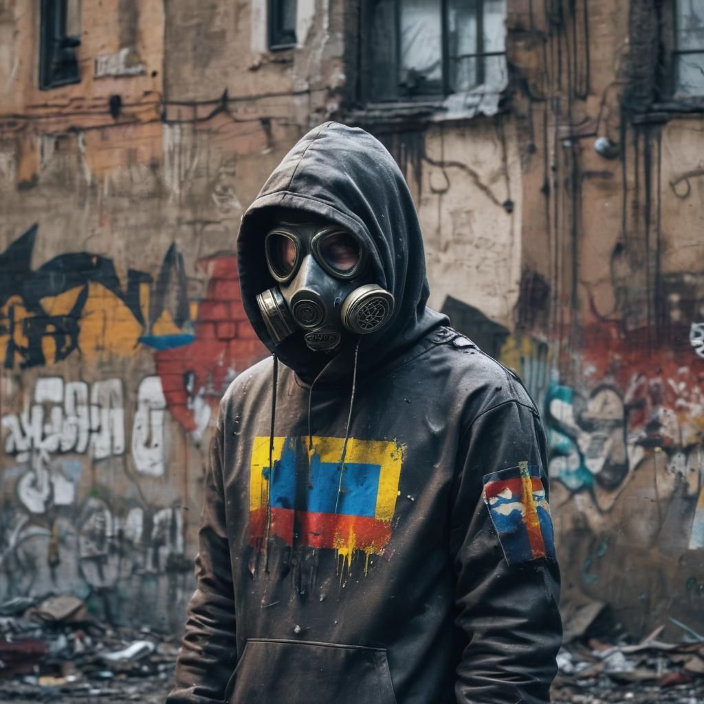 Cyberpunk Street Warrior in Ukrainian Colors