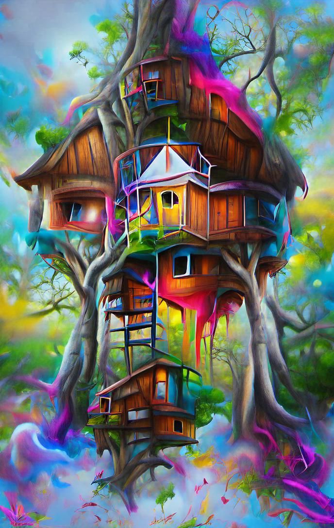 Enchanted Treehouse in Storybook Style