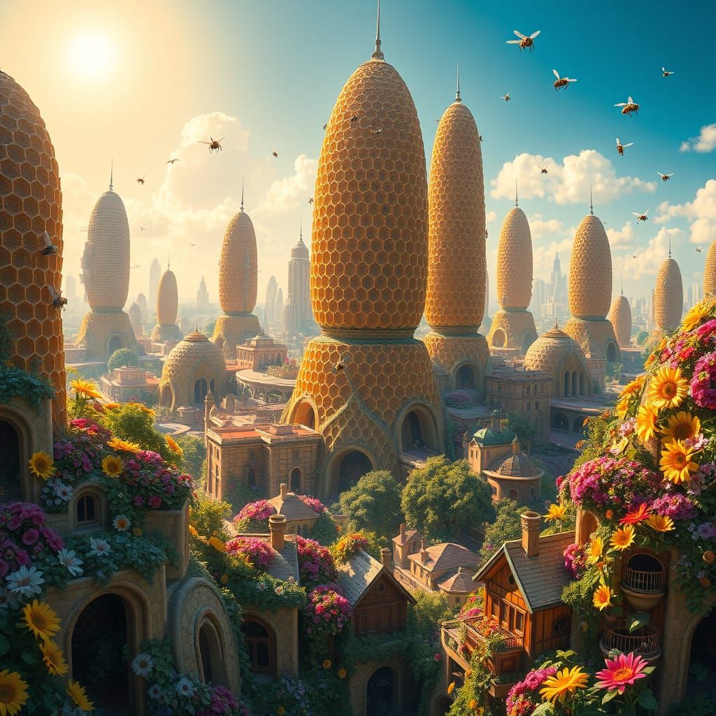 Bee City: A Vibrant, Sun-Kissed Metropolis Built from Interw...