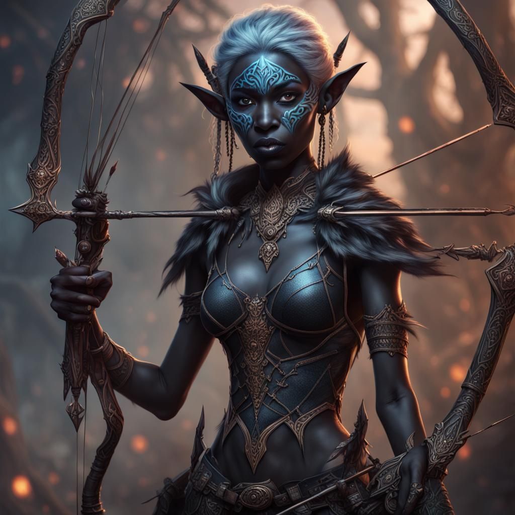 Drow Elf with Crossbow in Epic Digital Painting