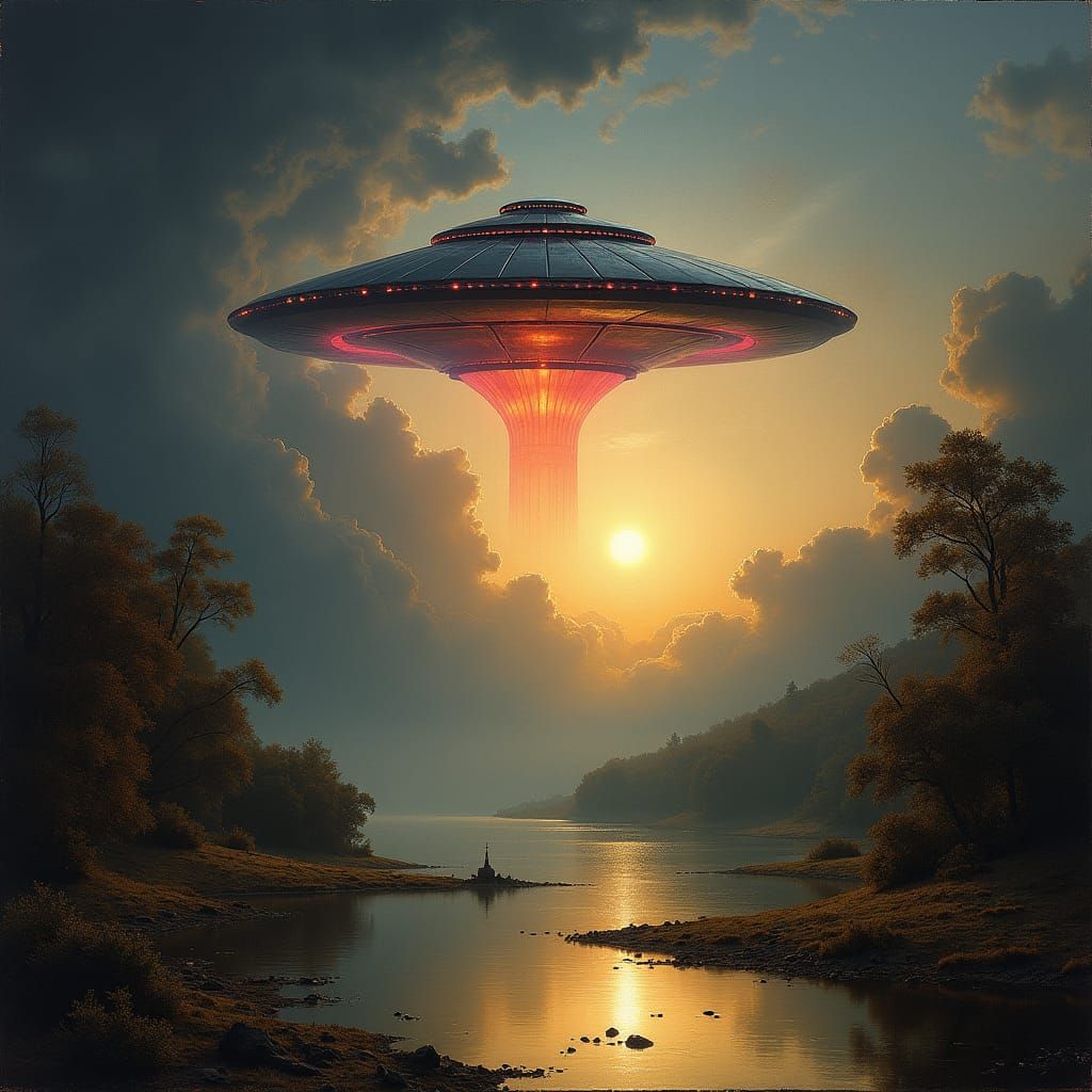 Rembrandt Landscape Interrupted by UFO