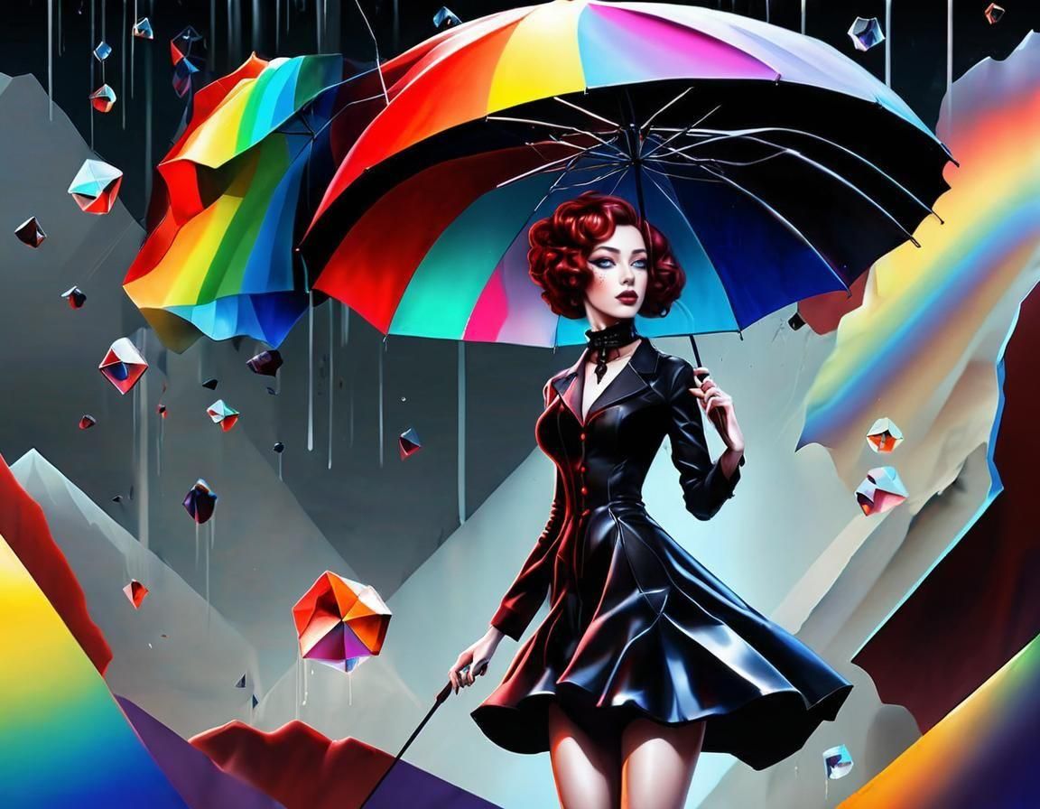 KPop Pinup Descends: A Surreal Optical Illusion