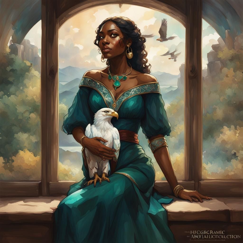 Gypsy Woman with Eagle: Romantic Watercolor Portrait