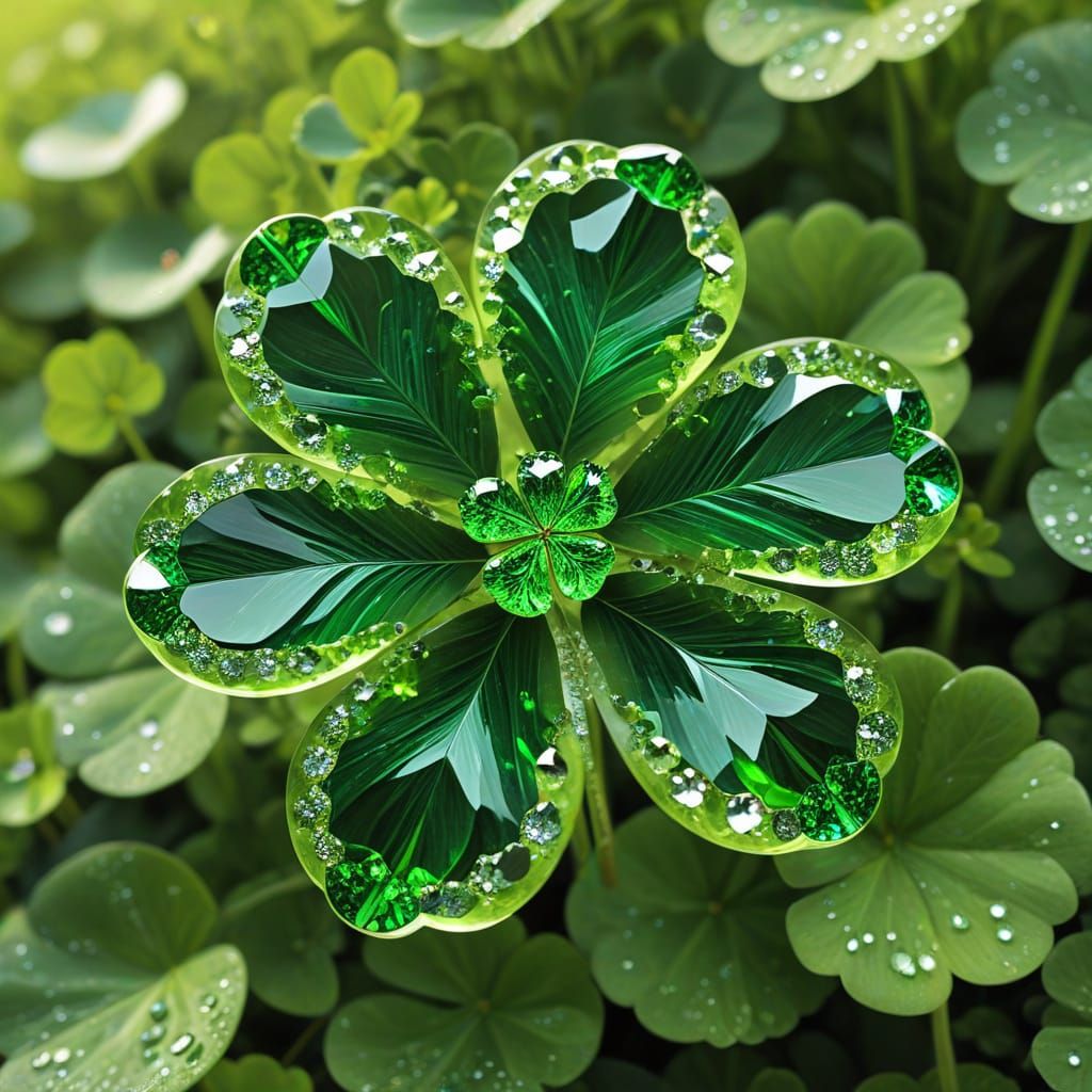 Emerald Shamrock Masterpiece Amidst a Sunlit Meadow
