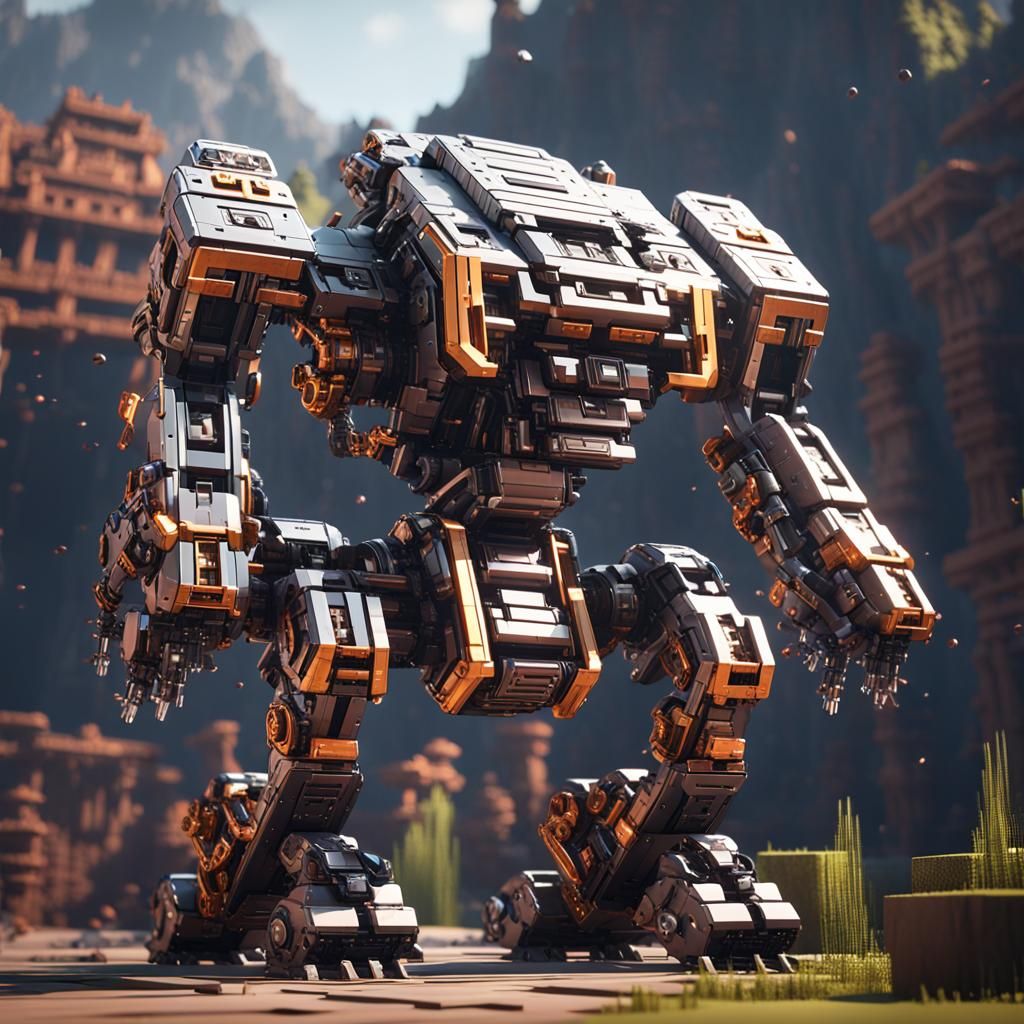 Minecraft Mech with Intricate Sci-Fi Details