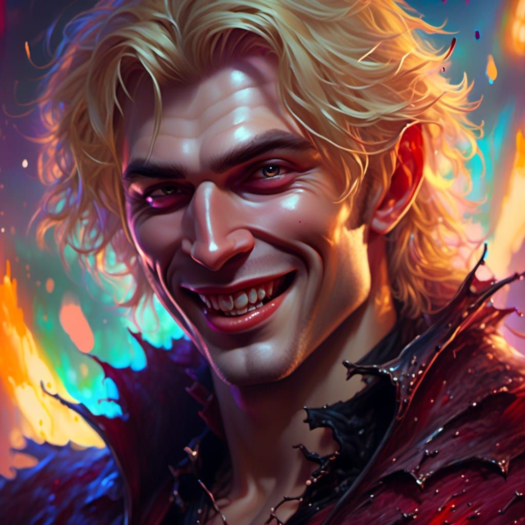 Hyperrealistic Vampire Smiling, Offering Ecstasy
