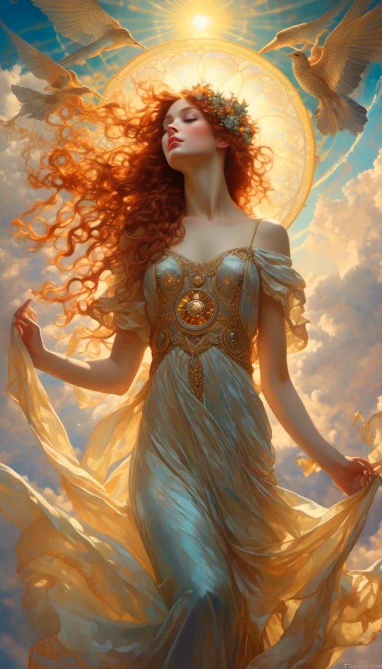 Girl Singing in Sunbeams: Hyperrealistic Digital Portrait