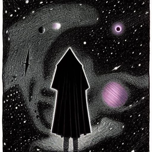 Grim Reaper in Cosmic Galaxy, Graphic Novel Style