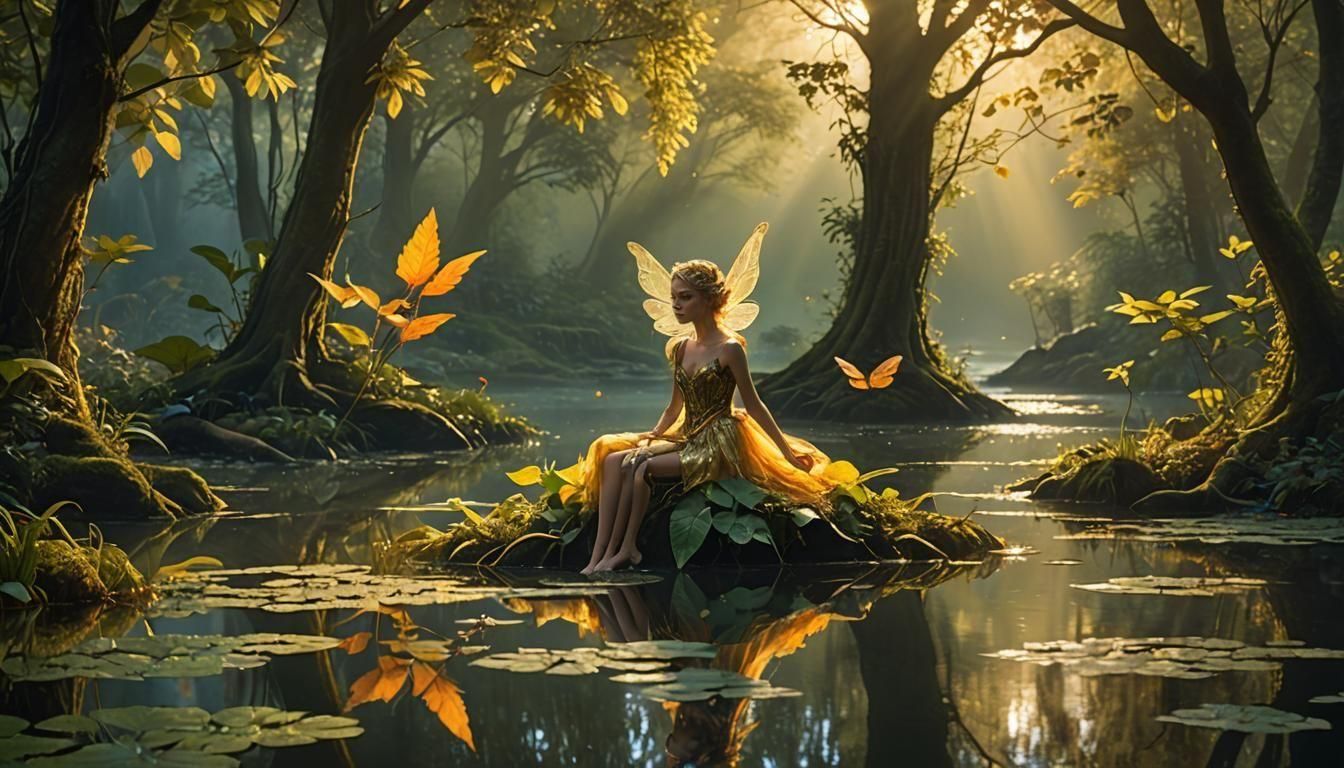 Pondering Fairy on a Golden Pond