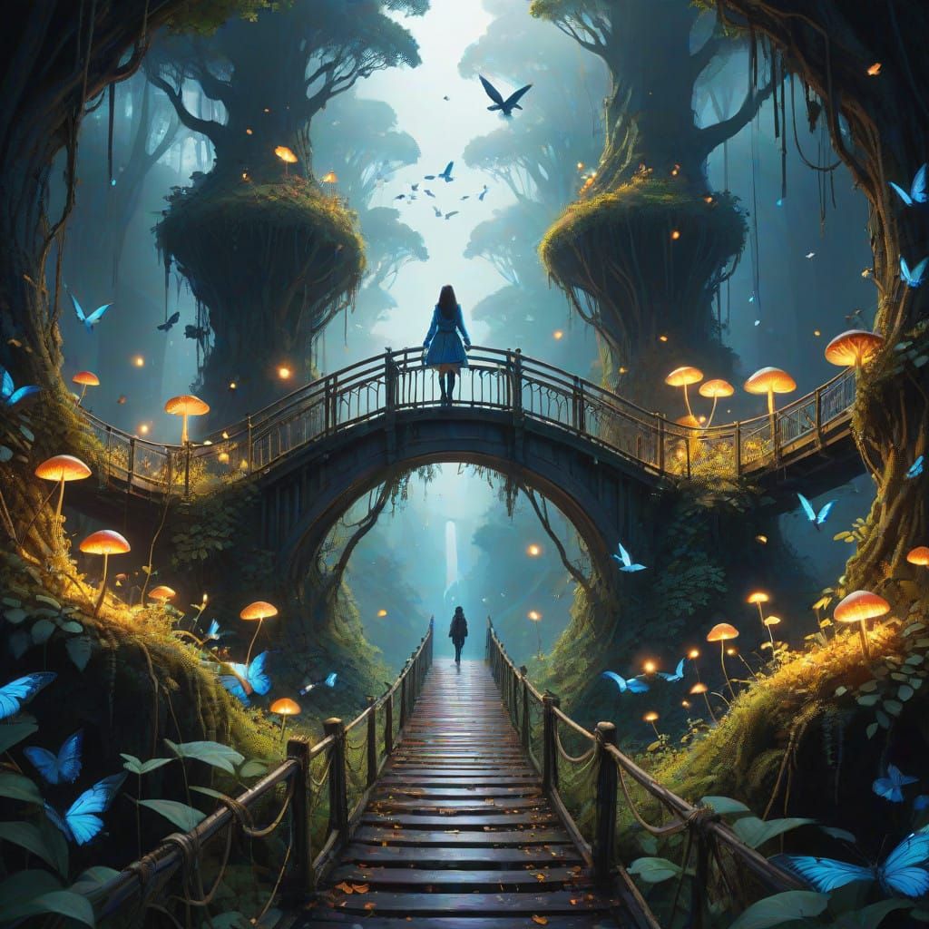 Epic Tropical Suspension Bridge in a Lush Forest