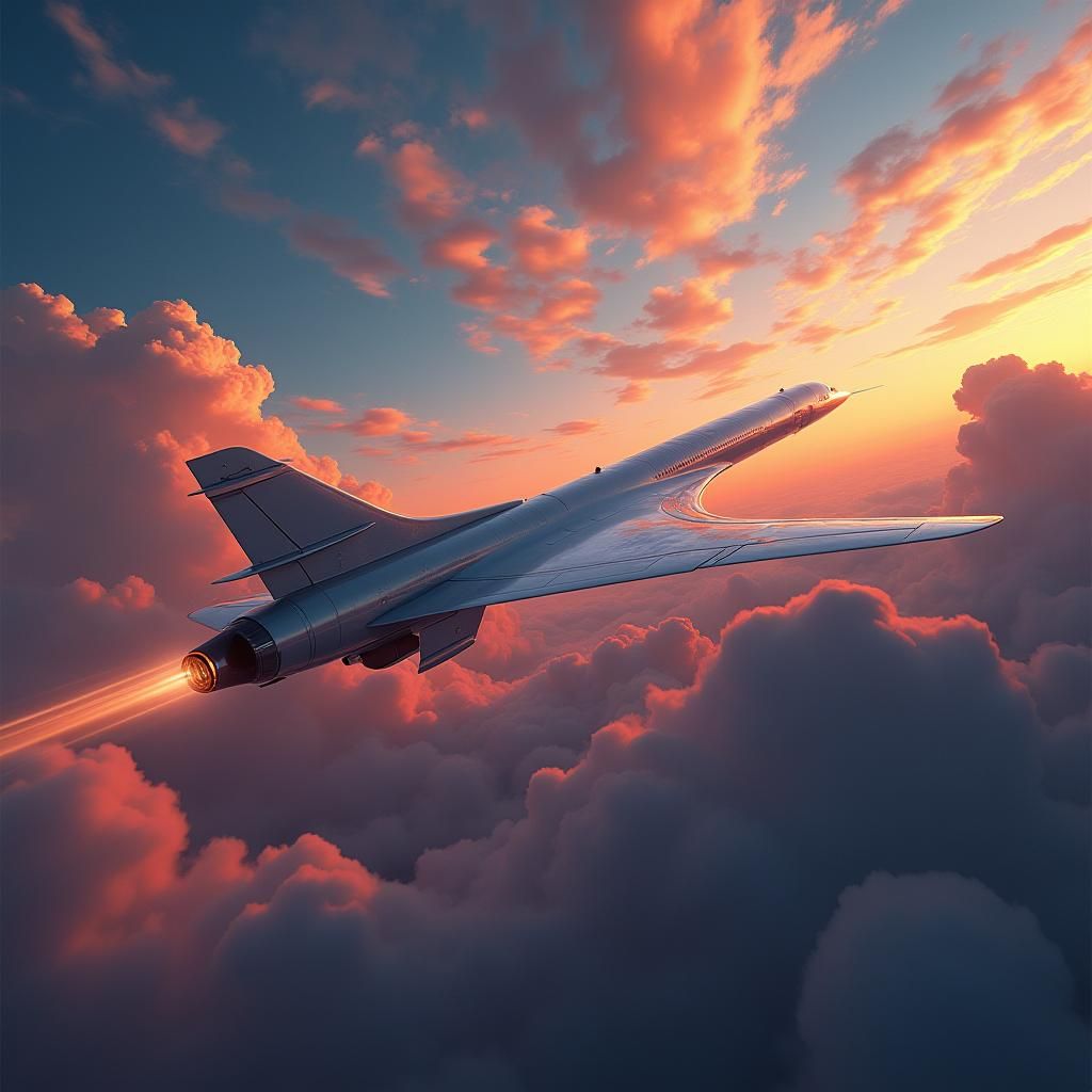 Concorde Soaring Through Swirling Sky as Fantasy Art