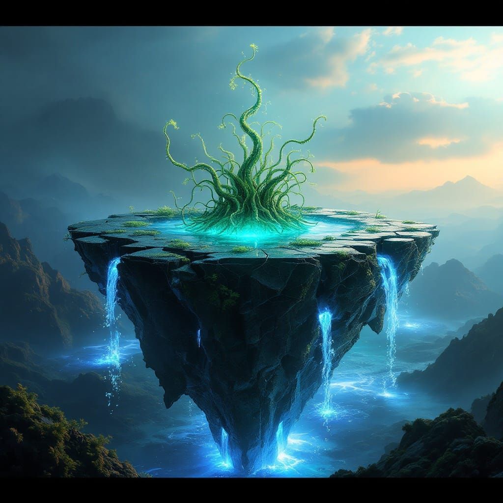 Cyberpunk Algae-Eating Plant Blooms on Obsidian Island