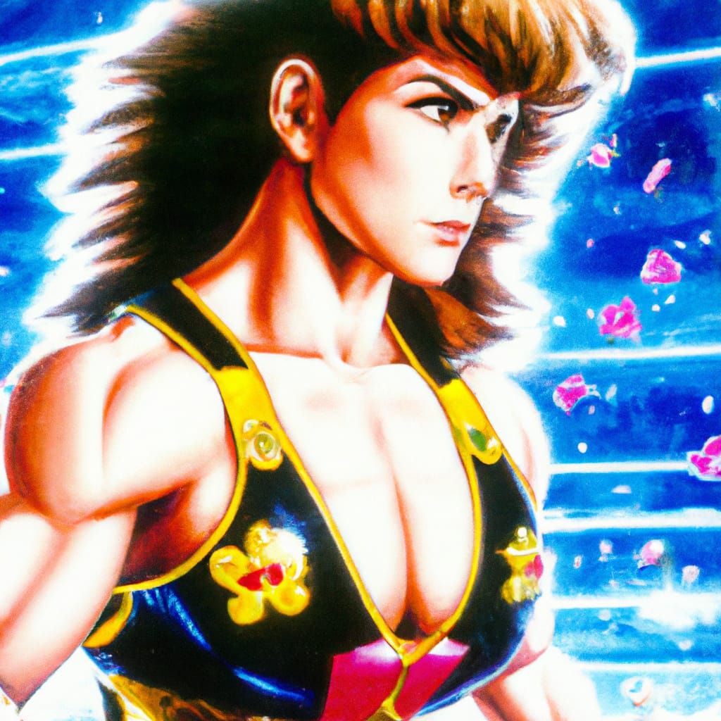 Female Bodybuilder as King of Fighters Character