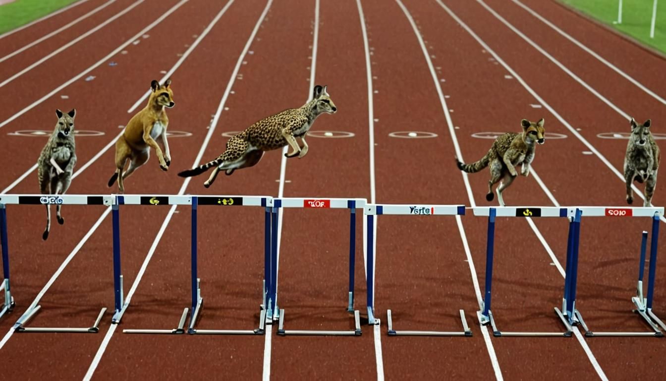 Kangaroos and Cheetahs Compete in Olympic Hurdles
