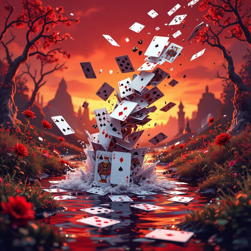 Alice Wonderland Inspired Playing Cards Cascade