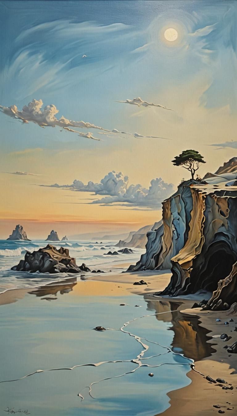 Surreal Pacific Coast Beach in Salvador Dali Style