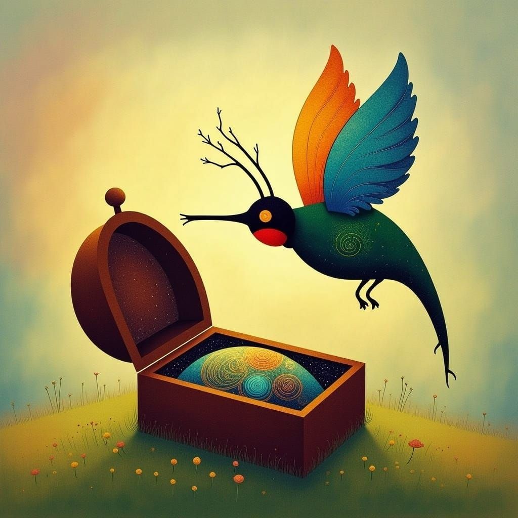 Mechanical Hummingbird Reveals Galaxy in Impressionist Style