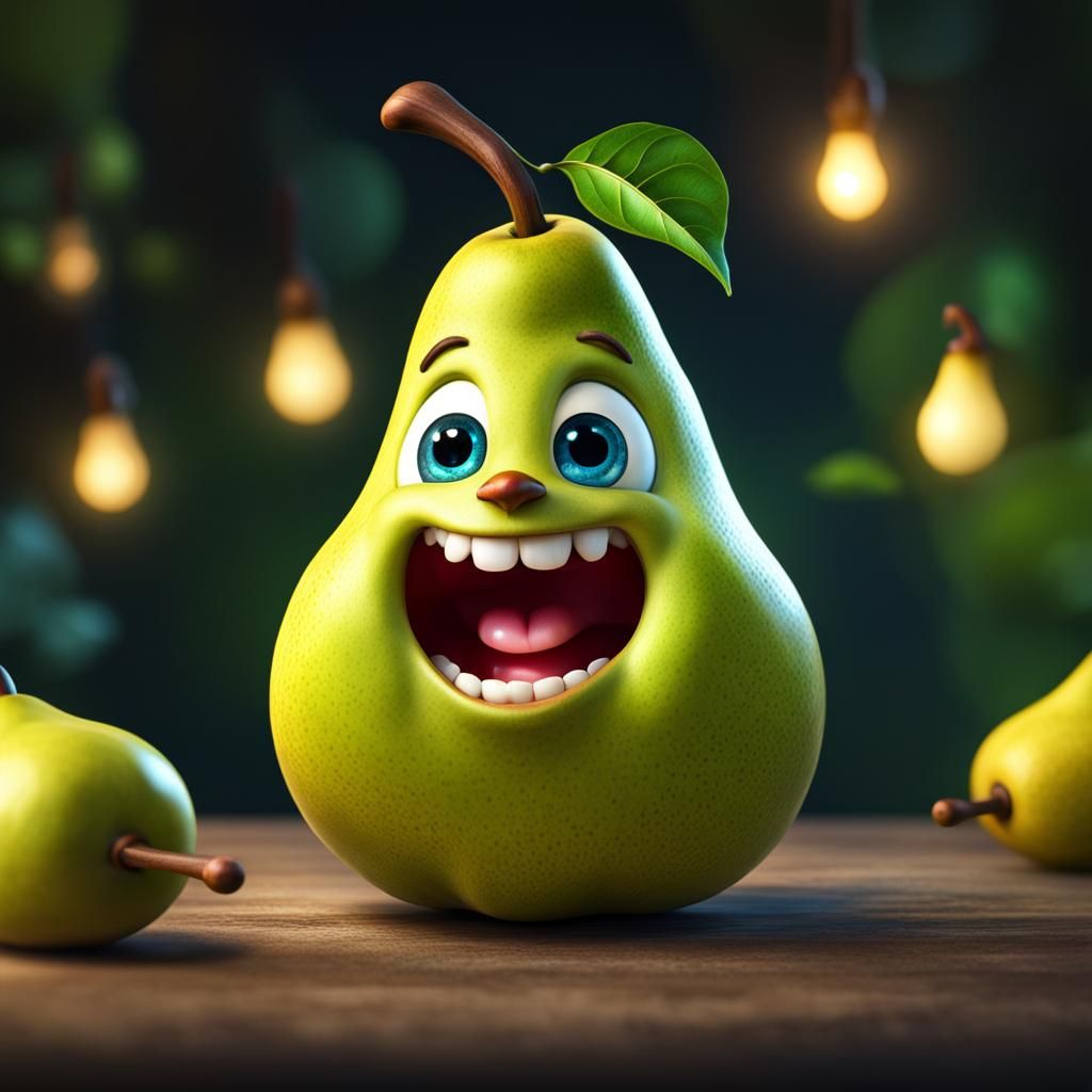 Adorable Pear Character Concept Art in 8K