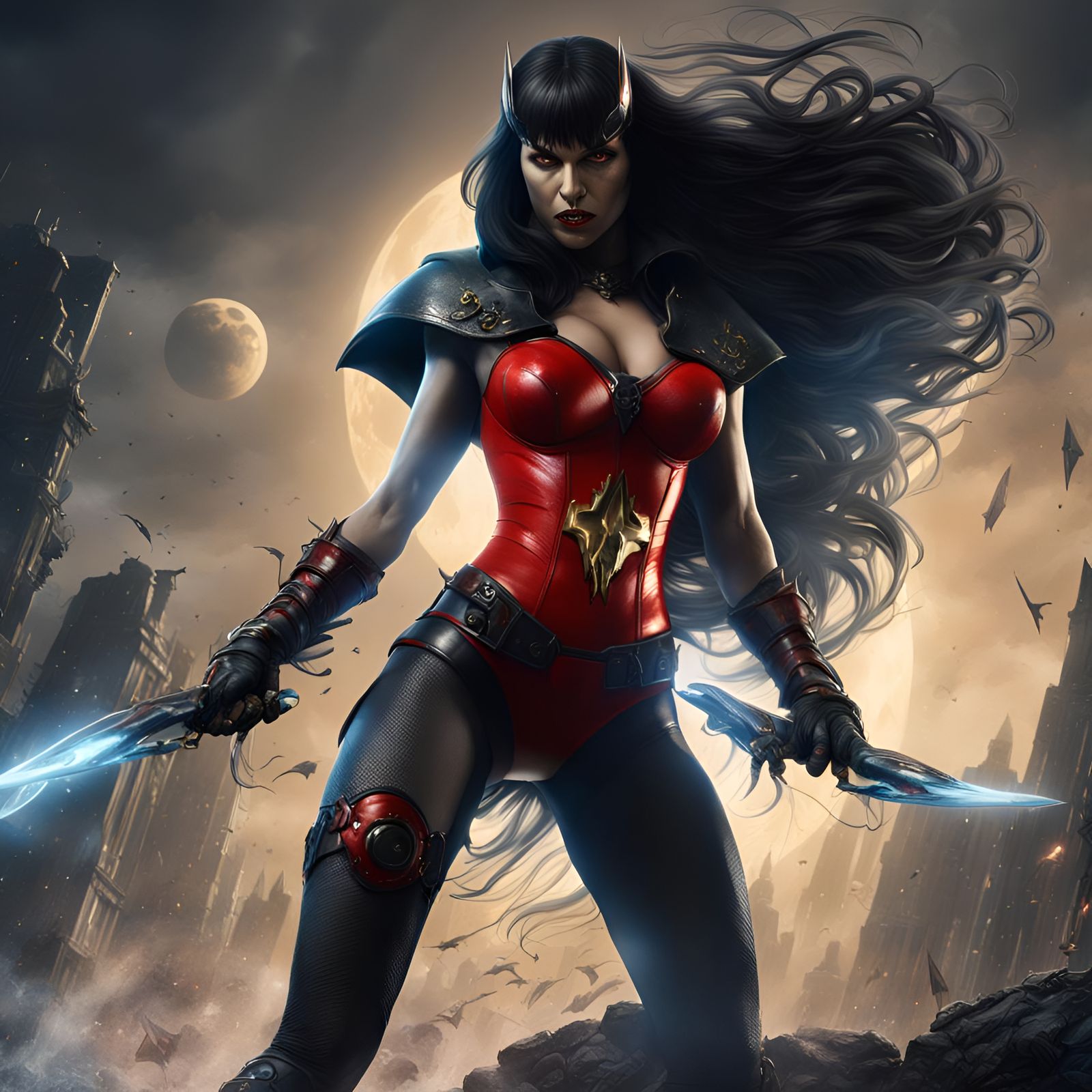 Vampirella with Flash Helmet in Detailed Digital Painting
