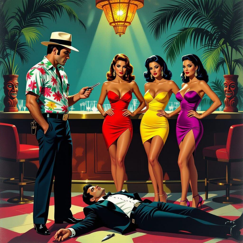Film Noir Elvis in Hawaii Interrogates Suspects