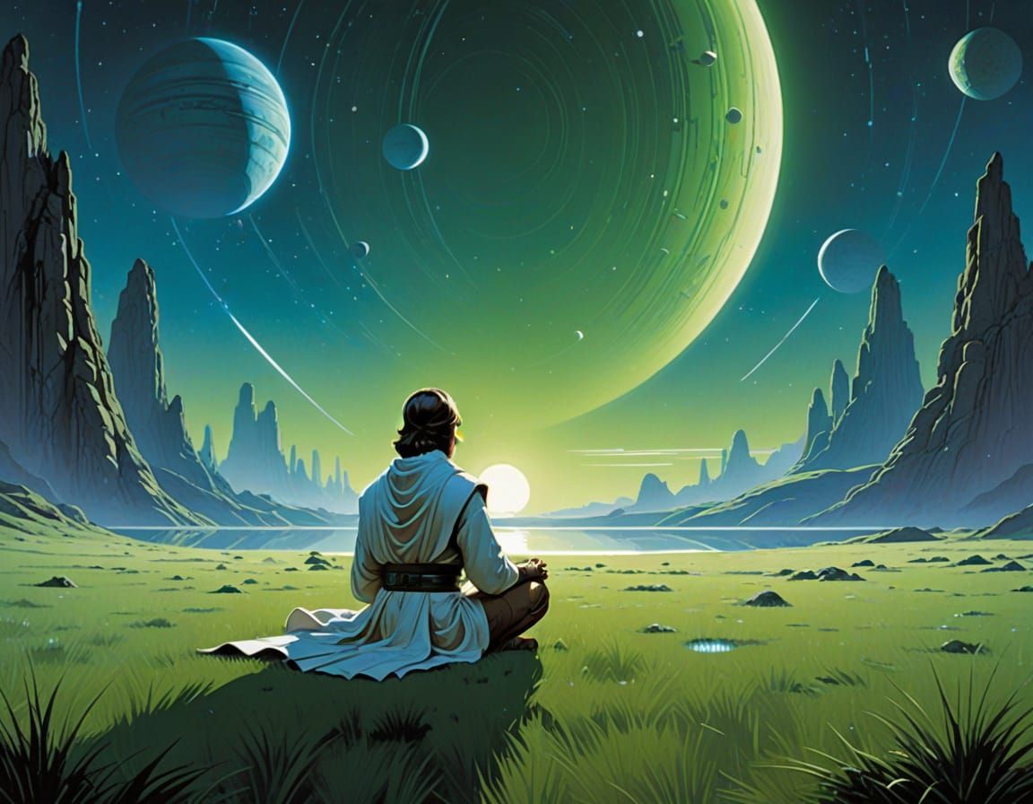 Jedi in Ethereal Cosmic Landscape