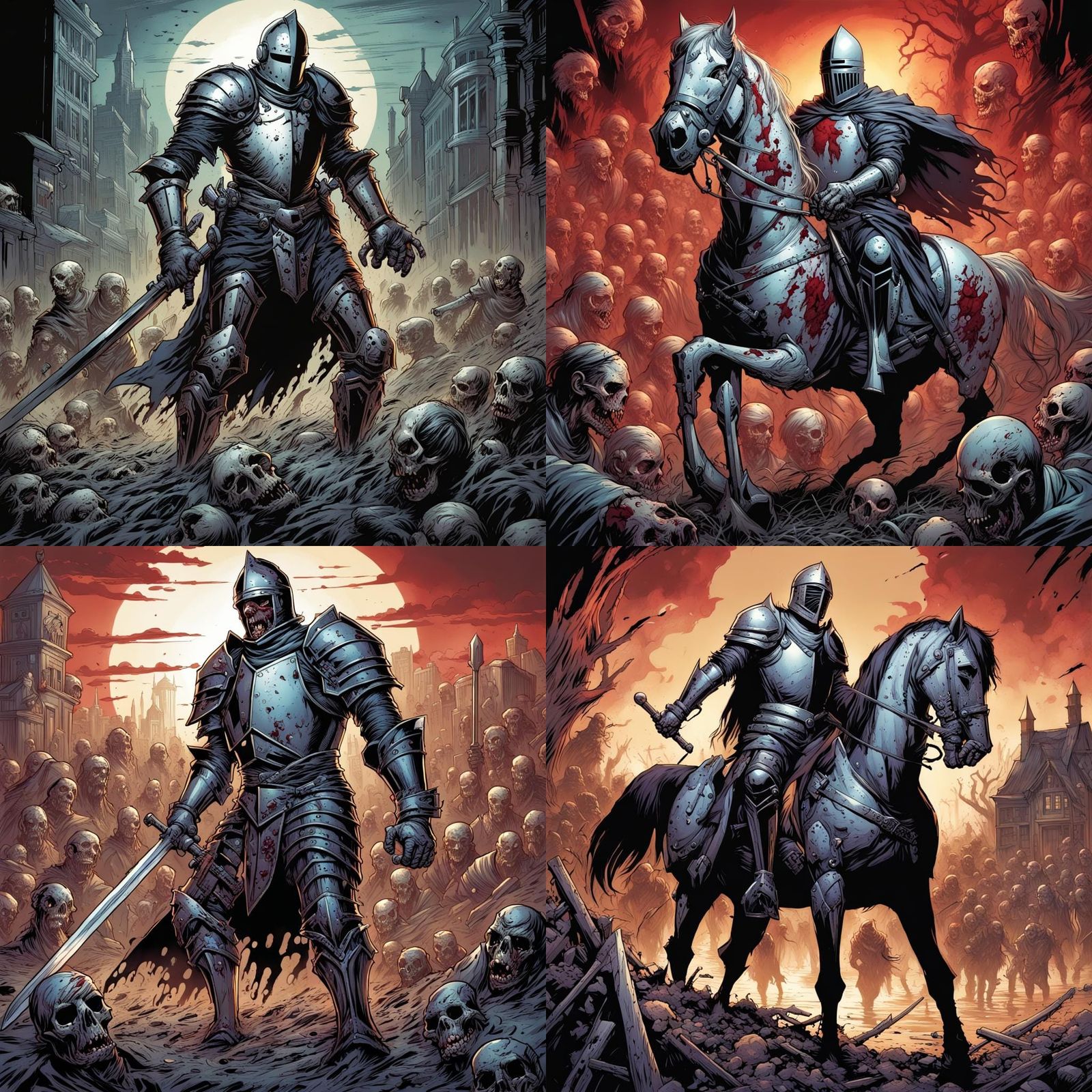 Zombie Knight in Comic Book Art Style