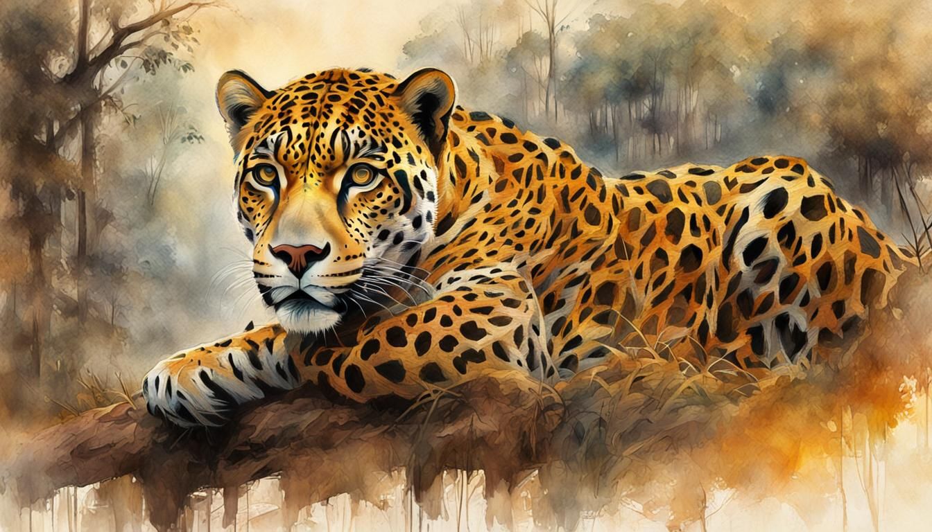 Jaguar in Rainforest at Golden Hour