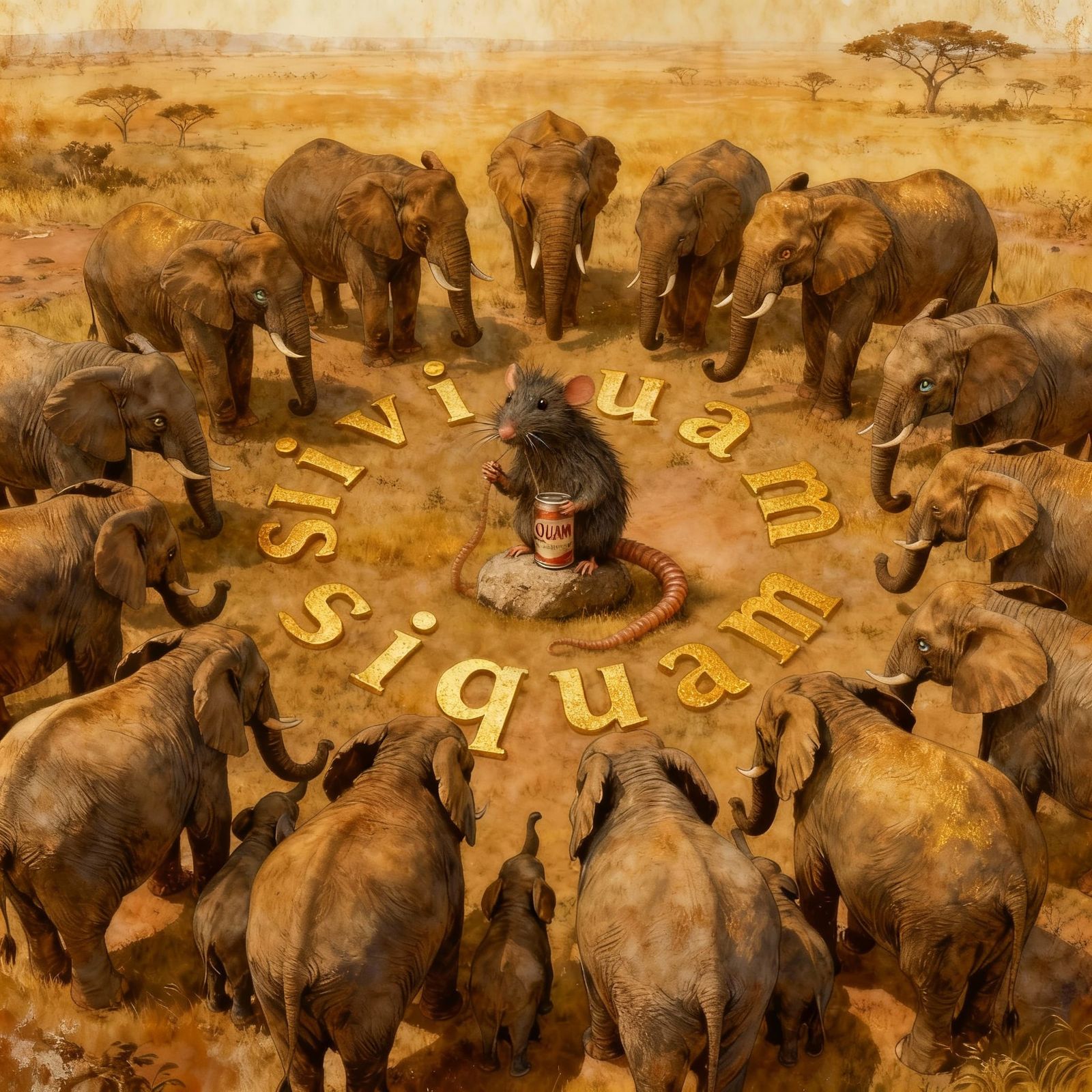 Elephants Worshiping Ancient Text in African Plains Bromoil ...