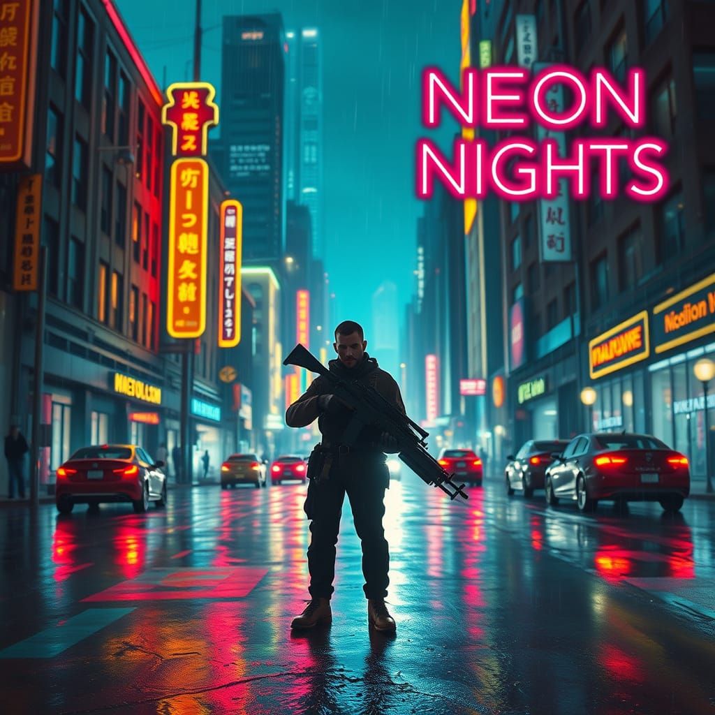 Neon Nights: Cyberpunk Cityscape at Night