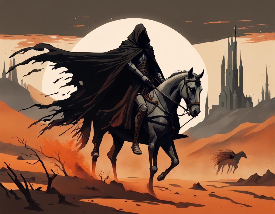 Art Deco Undead Wraith Warrior on Horse