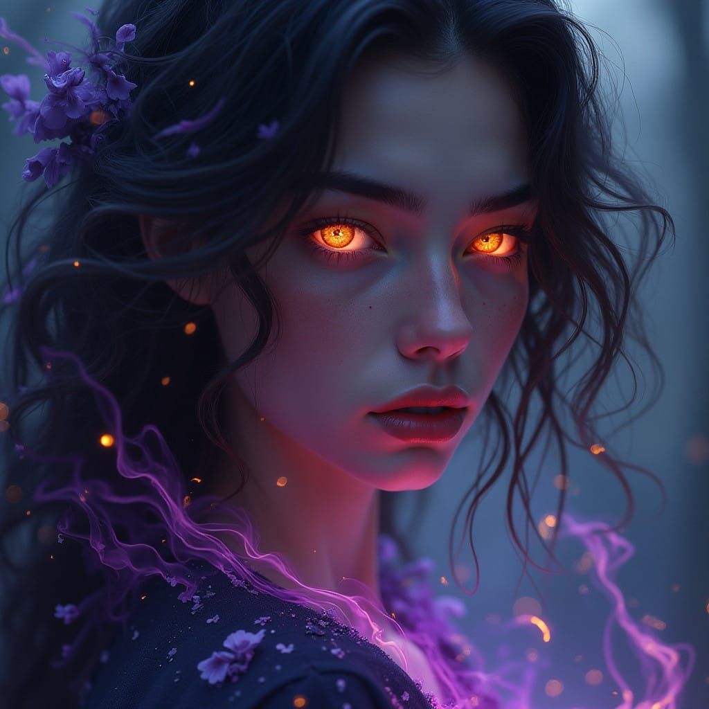 Mysterious Enchantress in Dark Fantasy Aura