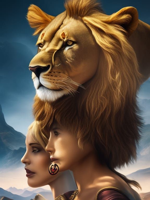 Women and lion
