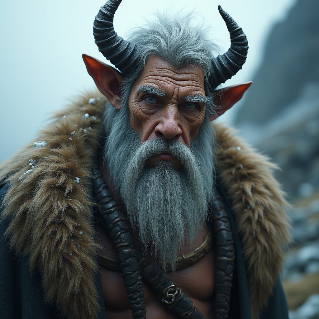 Aged Satyr in Mountain Wilderness: Digital Matte Painting