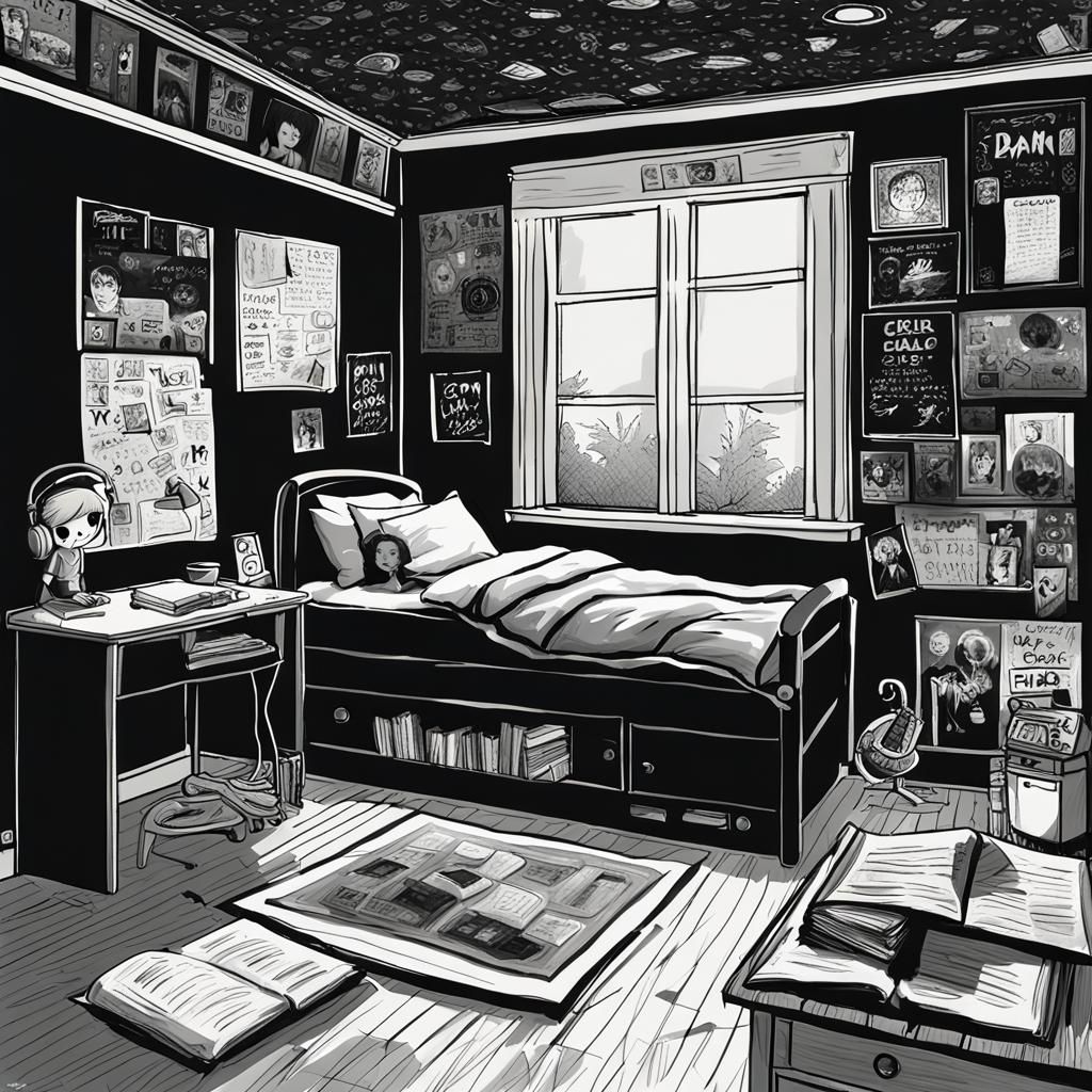 Emo Boy's Bedroom: Detailed 3D Anime Art