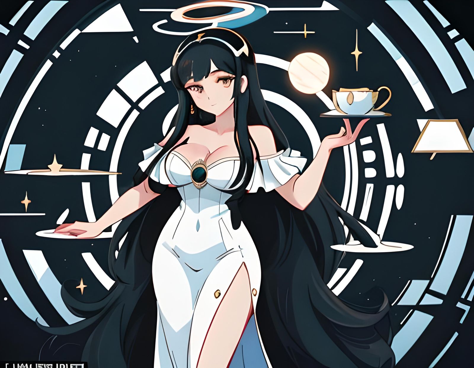 Retrofuturistic Woman in Belle Epoque Style Photo