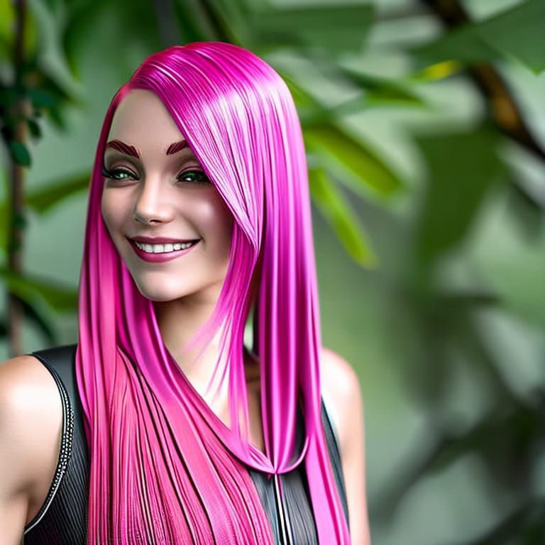 Beautiful Woman with Pink Hair: Hyperdetailed Portrait