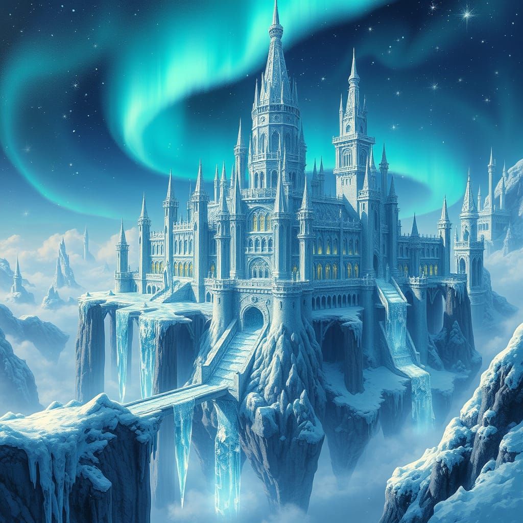 Crystal Winter Castle on Floating Islands