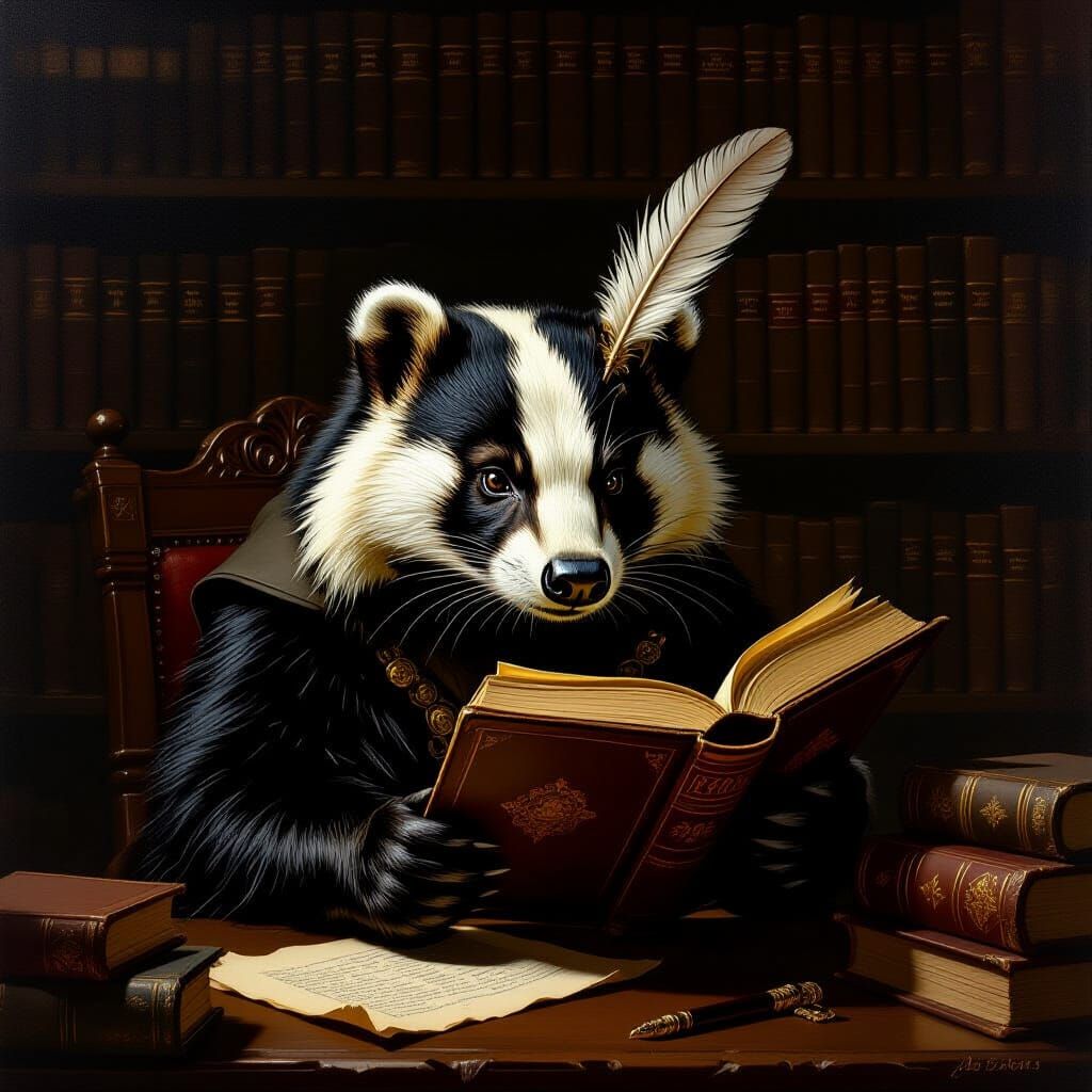 Badger Scholar Reads Ancient Tome in Dramatic Library