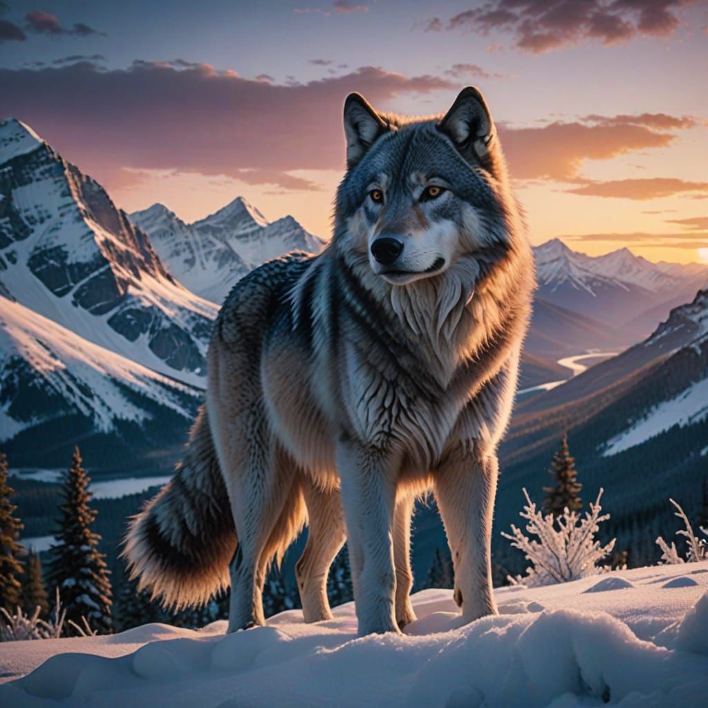 Dramatic Wildlife Scene in Albert Bierstadt-Inspired Style