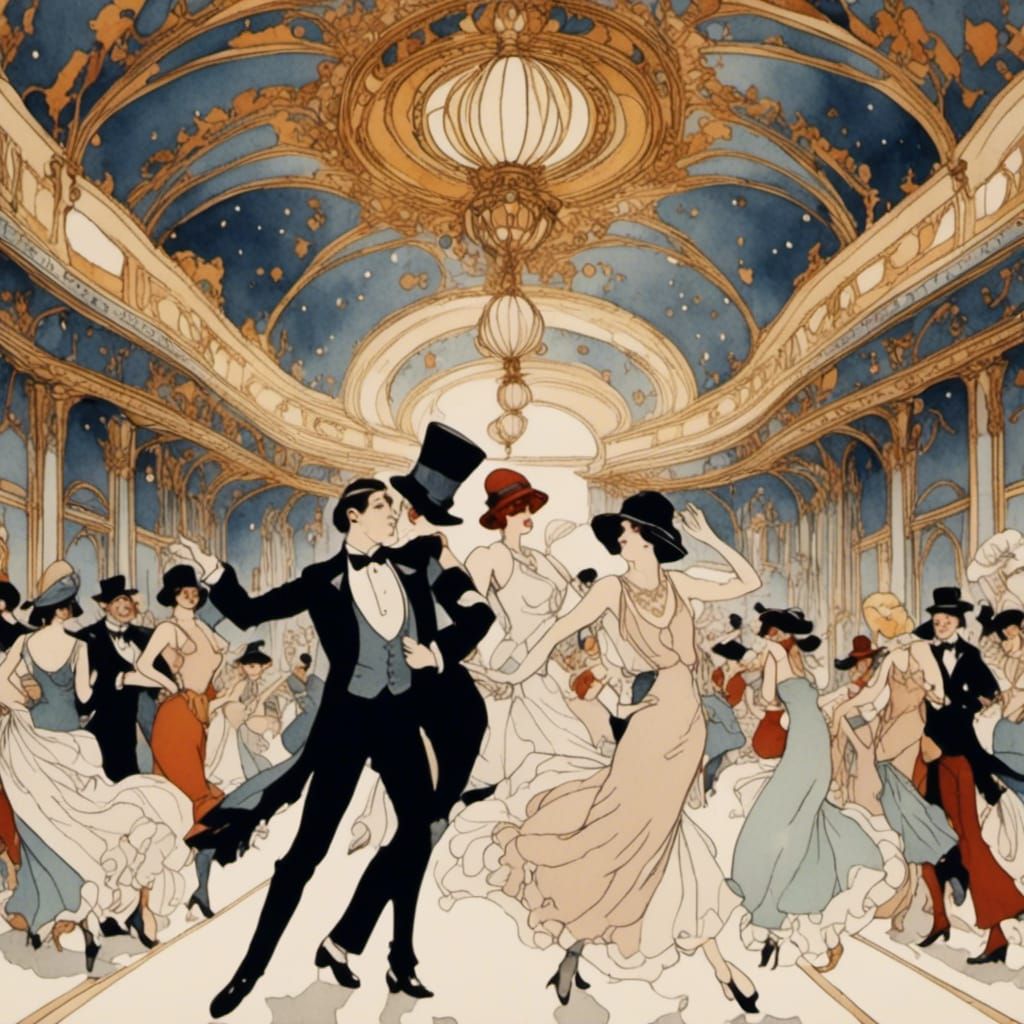 "Tripping the Light Fantastic" - Inspired by Aubrey Beardsley's Illustrations