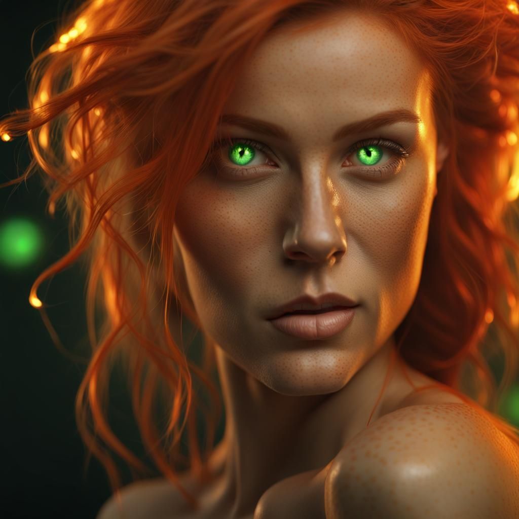 Fiery Beauty with Piercing Gaze in Ultra-HD