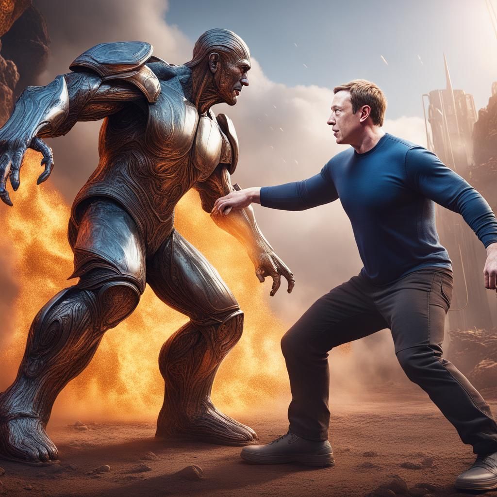 Zuckerberg vs Musk: Epic Fight in Digital Art