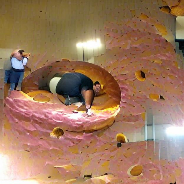 Man's Struggle: Climbing a Giant Donut